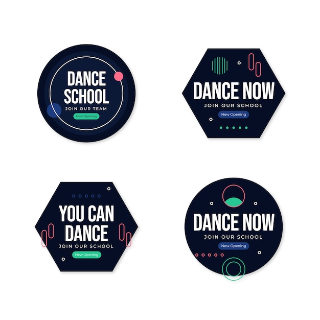 Free vector hand drawn dance school badges