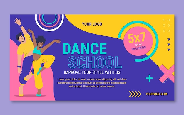 Hand drawn dance school dynamic facebook template
