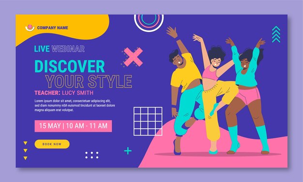 Free vector hand drawn dance school dynamic webinar