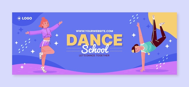 Free vector hand drawn dance school facebook cover