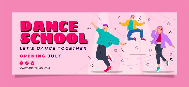Hand drawn dance school facebook cover