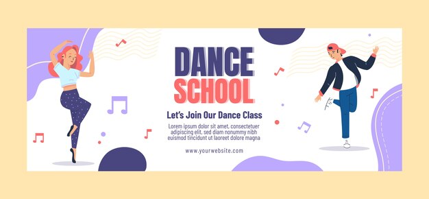 Vettore gratuito copertina facebook della scuola di danza disegnata a mano