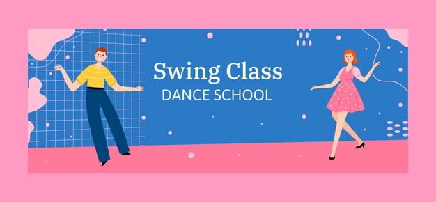 手描きダンススクールフェイスブックカバー