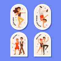 Free vector hand drawn dance school labels template