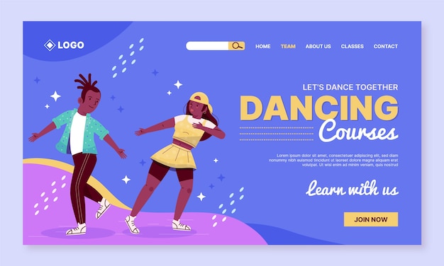 Hand drawn dance school landing page