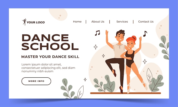 Free vector hand drawn dance school landing page