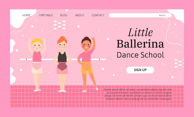 Free vector hand drawn dance school landing page