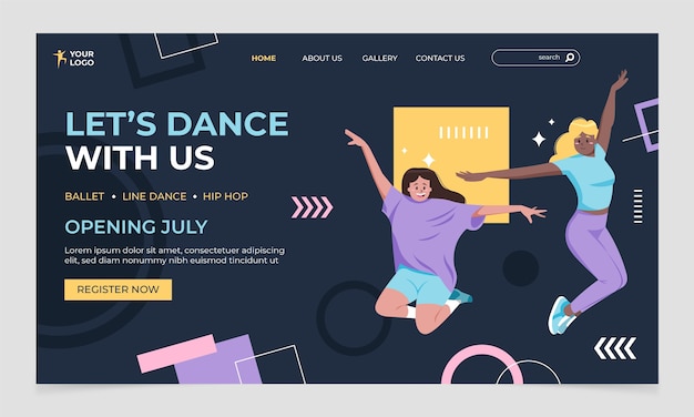 Hand drawn dance school landing page