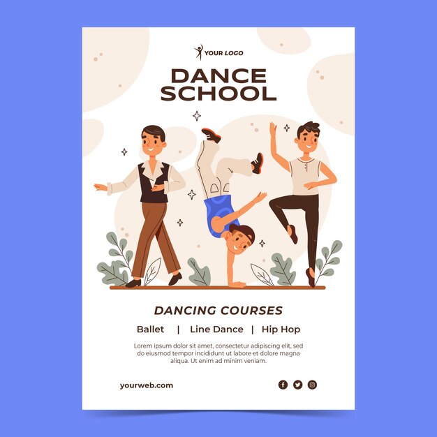 Hand drawn dance school poster template