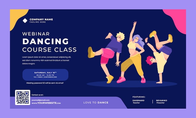 Free vector hand drawn dance school template