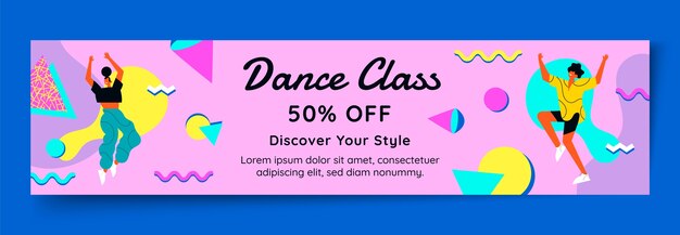 Free vector hand drawn dance school twitch banner