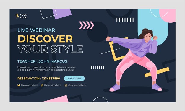 Free vector hand drawn dance school webinar