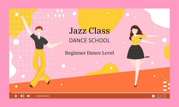 Free vector hand drawn dance school youtube thumbnail