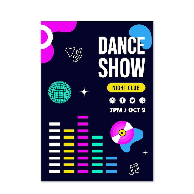 Free vector hand drawn dance show invitation