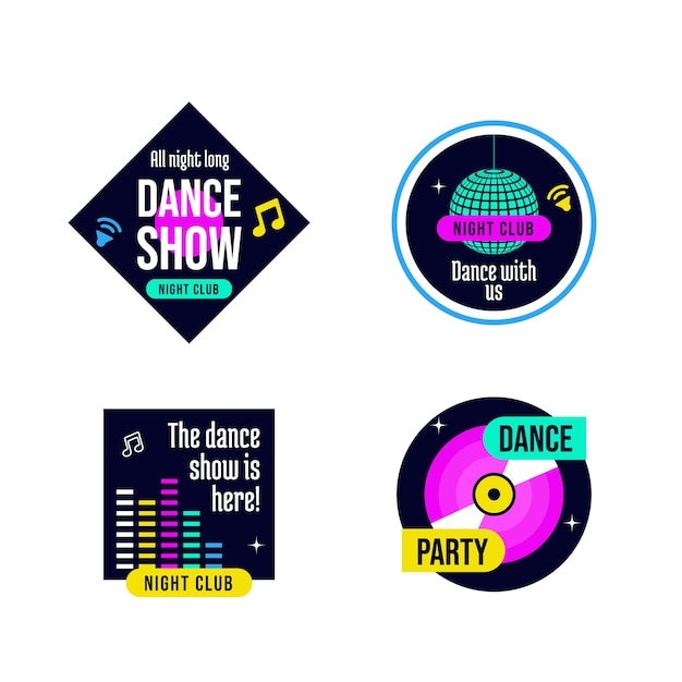 Free vector hand drawn dance show label collection