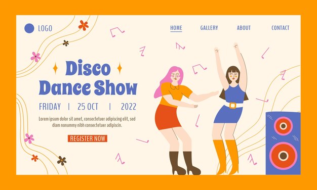 Hand drawn dance show landing page template