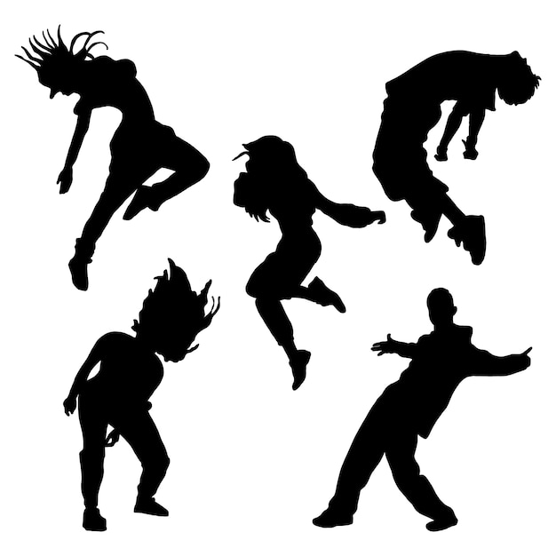 Бесплатное векторное изображение Силуэт танцора ручной работы