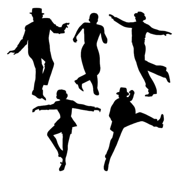 Hand drawn dancer silhouette set