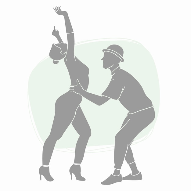 Бесплатное векторное изображение Ручной обращается силуэт танцора