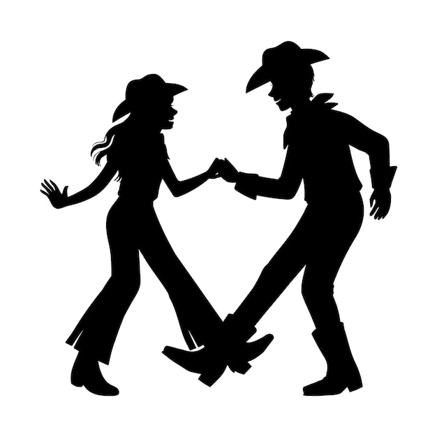 Hand drawn dancing cowboy silhouette