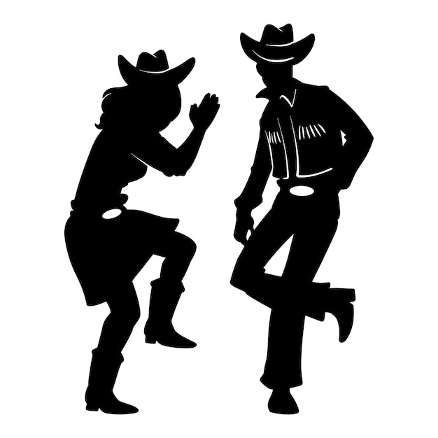 Vettore gratuito silhouette di cowboy danzante disegnata a mano