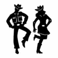 Vettore gratuito silhouette di cowboy danzante disegnata a mano