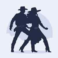 Free vector hand drawn dancing cowboy silhouette