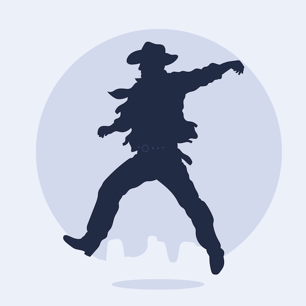 Vettore gratuito silhouette di cowboy danzante disegnata a mano