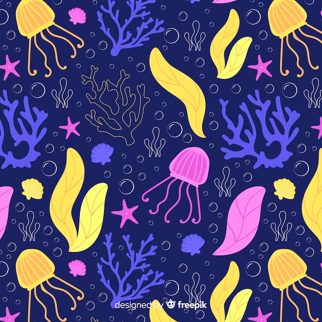 Hand drawn dark coral pattern