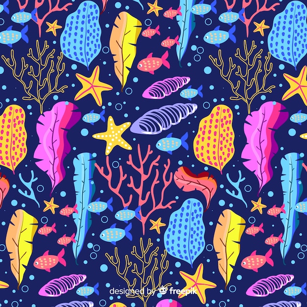 Hand drawn dark coral pattern