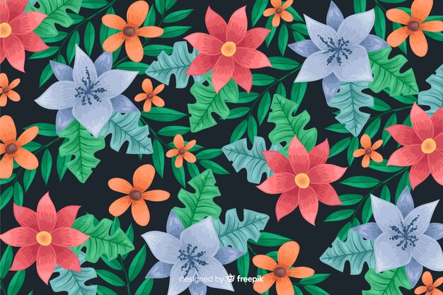 Hand drawn dark and floral background