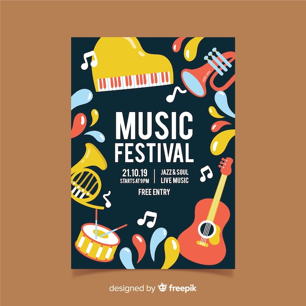 Ручной обращается темный музыкальный фестиваль плакат