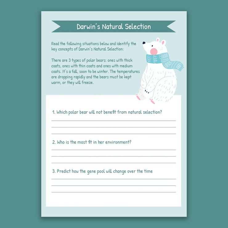 Free Vector hand drawn darwin's natural selection worksheet
