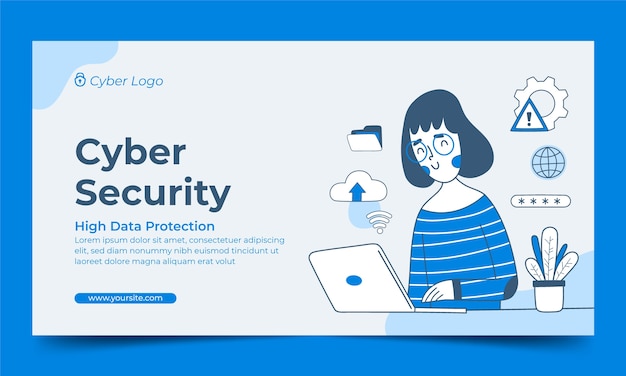 Free vector hand drawn data privacy facebook template