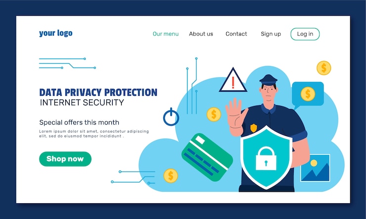 Free Vector hand drawn data privacy landing page