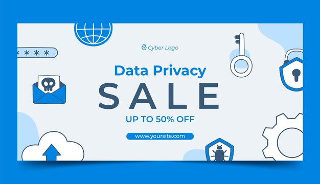 Hand drawn data privacy sale banner