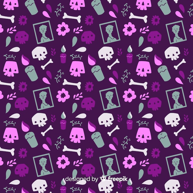 Hand drawn day of the dead pattern