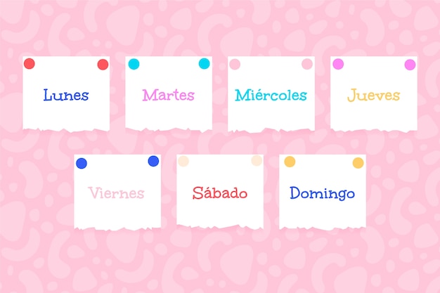 Hand drawn days of the week in spanish background