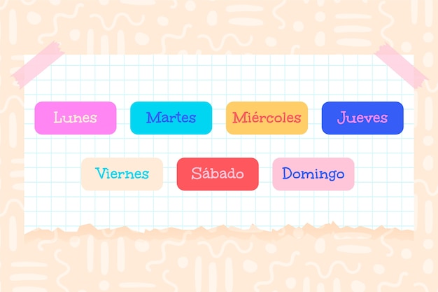 Free vector hand drawn days of the week in spanish background