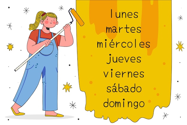 Free vector hand drawn days of the week in spanish design