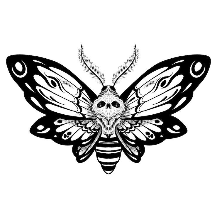 Free Vector hand drawn death moth drawing illustration
