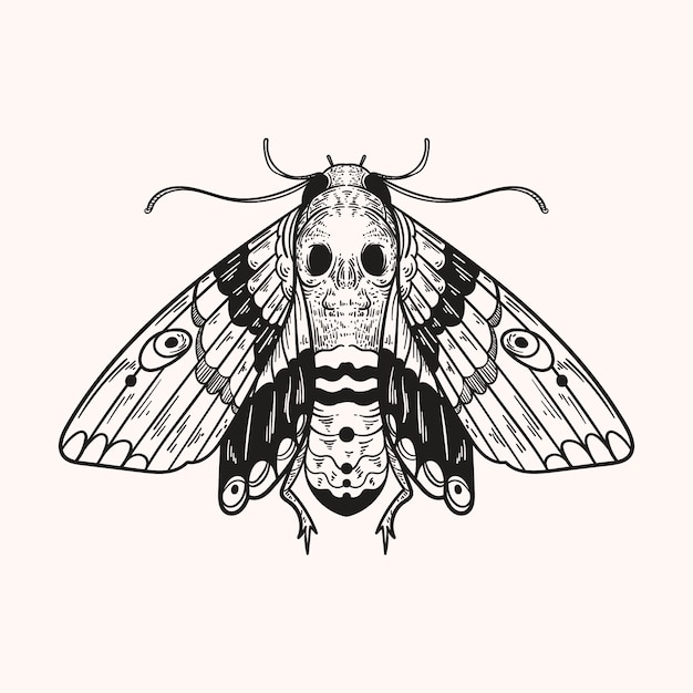 Free vector hand drawn death moth drawing illustration