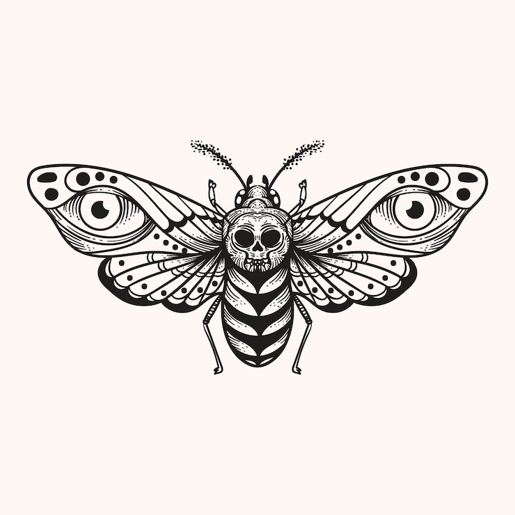 Free Vector hand drawn death moth drawing illustration