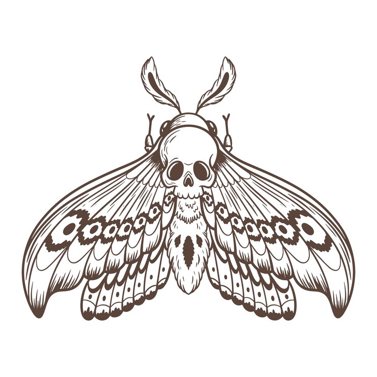 Free Vector hand drawn death moth drawing illustration