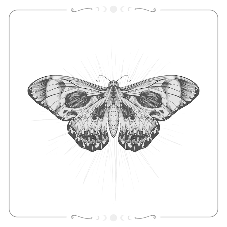 Free Vector hand drawn death moth drawing illustration