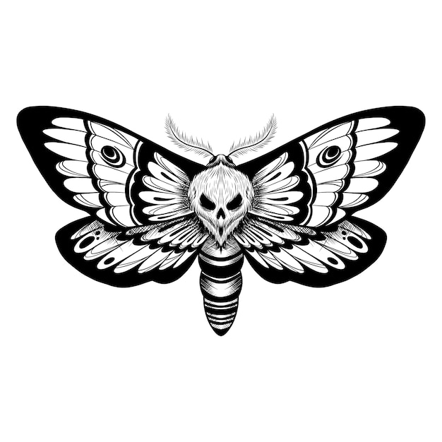 Free vector hand drawn death moth drawing illustration