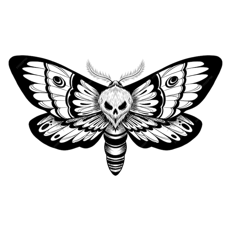 Free Vector | Hand drawn death moth drawing illustration