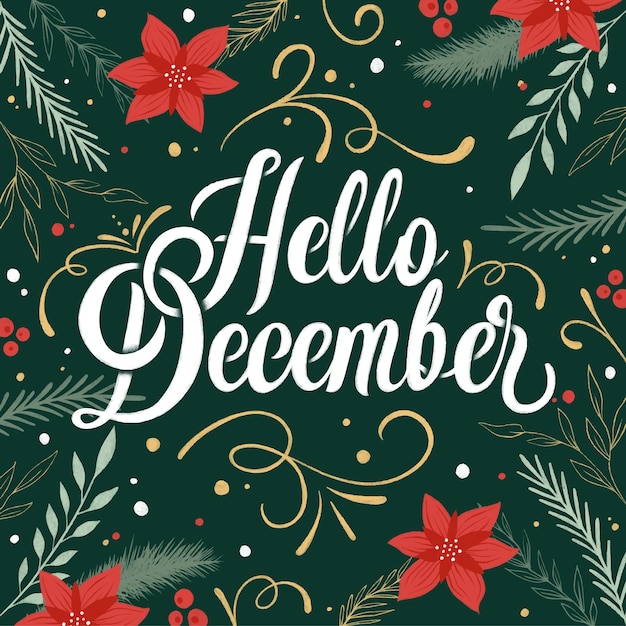 Free vector hand drawn december lettering