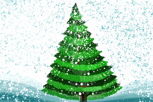 Бесплатное векторное изображение Ручной обращается декоративная рождественская елка праздничная открытка фон