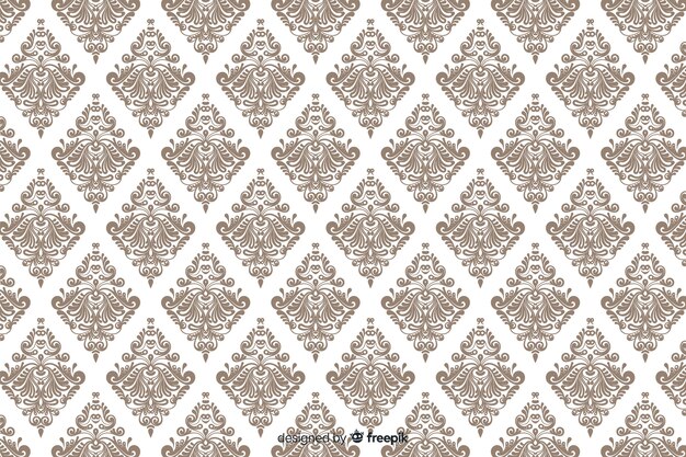 Hand drawn decorative damask background